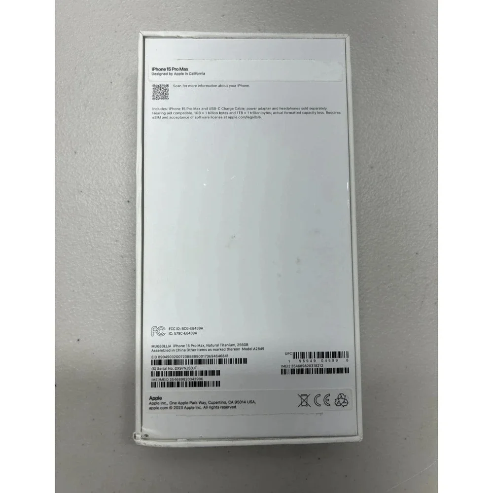 Apple iPhone 15 Pro Max Natural Titanium 256GB Empty Box ONLY A2849